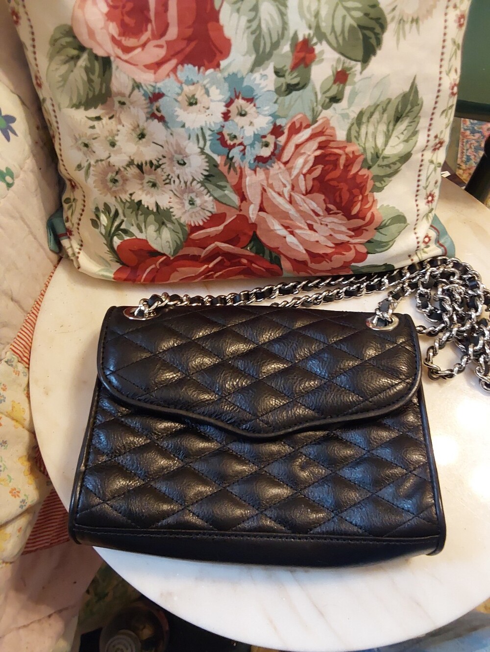 NWOT Rebecca Minkhoff Black Quilted Leather Bag, Shoulder Chain Strap - Picture 8 of 8